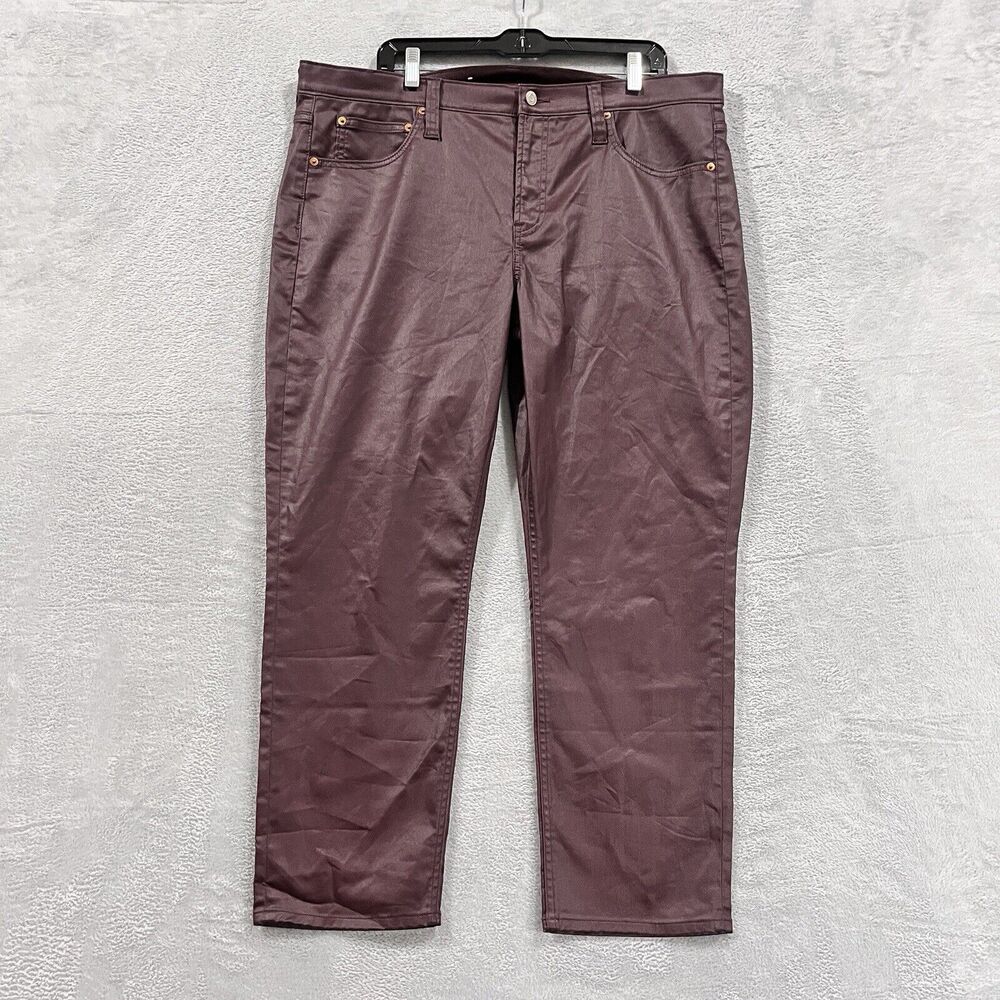 Gap  Vintage Slim Mid Rise Pants 35/ 20R Red Coated Faux Leather‎ Women's